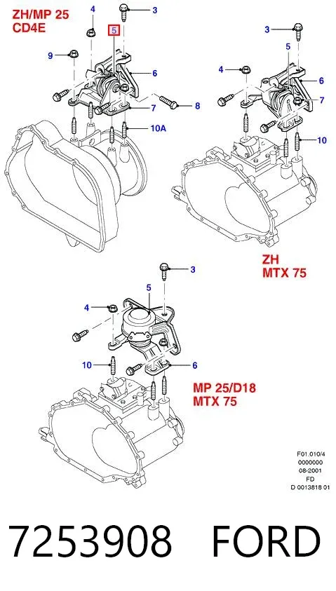 Soporte superior izquierdo del motor 7253908 Ford
