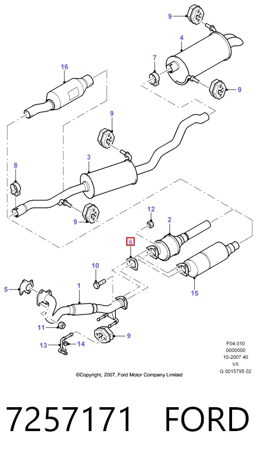 Junta de escape 7257171 Ford
