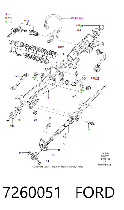 Interruptor de fin de carrera del cilindro de encendido FORD 7260051