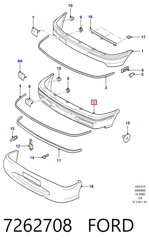 Paragolpes 7262708 Ford
