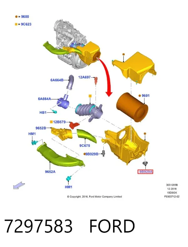 Soporte de la caja del filtro de aire 7297583 Ford