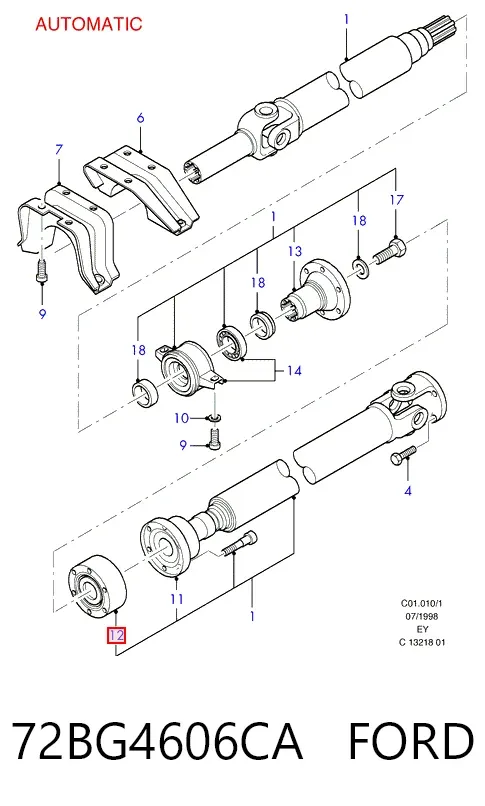 Junta homocinética interior trasera 72BG4606CA Ford