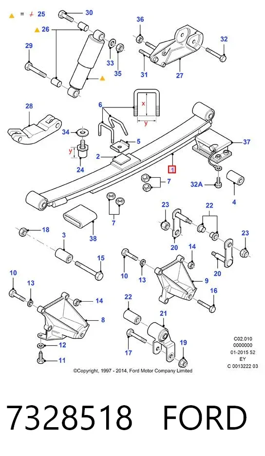 Ballesta de suspensión trasera 7328518 Ford