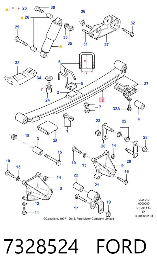 Ballesta de suspensión trasera 7328524 Ford