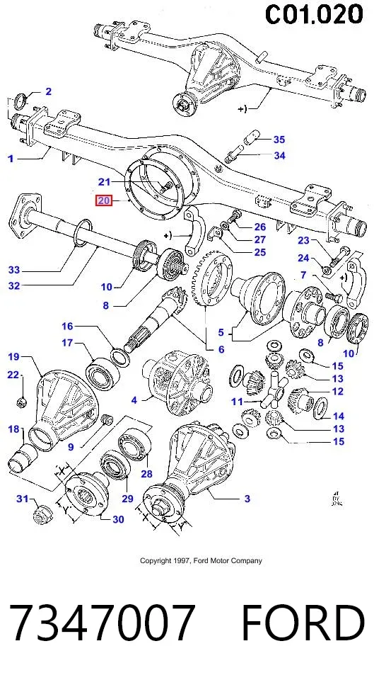 Semieje delantero izquierdo 7347007 Ford