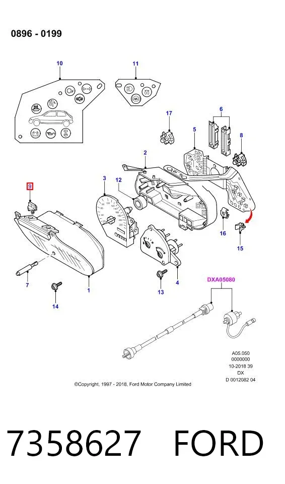 Lámpara del tablero de instrumentos 7358627 Ford