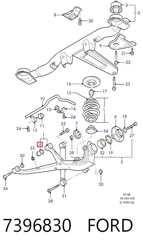 Buje del brazo inferior trasero 7396830 Ford