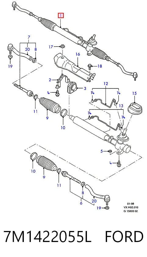 Cremallera de dirección 7M1422055L Ford