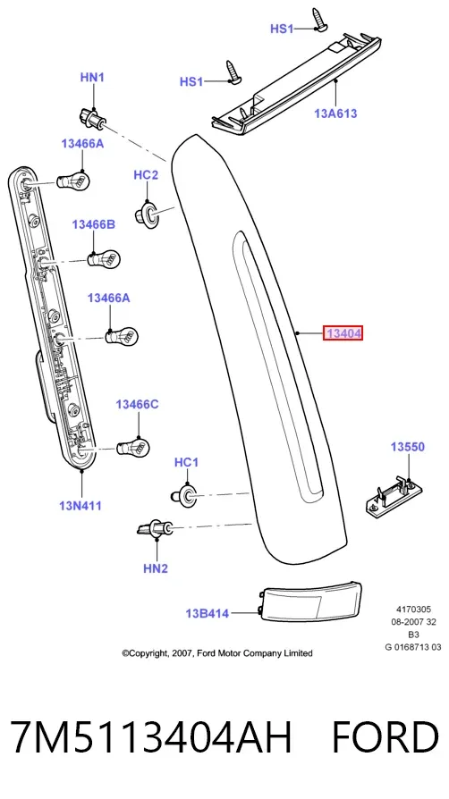Piloto trasero derecho 7M5113404AH Ford