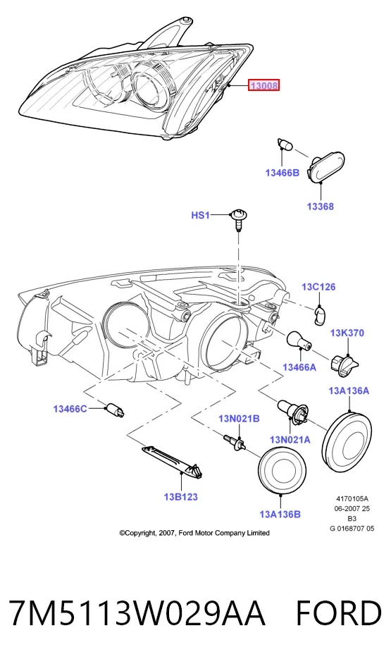 Faro derecho 7M5113W029AA Ford