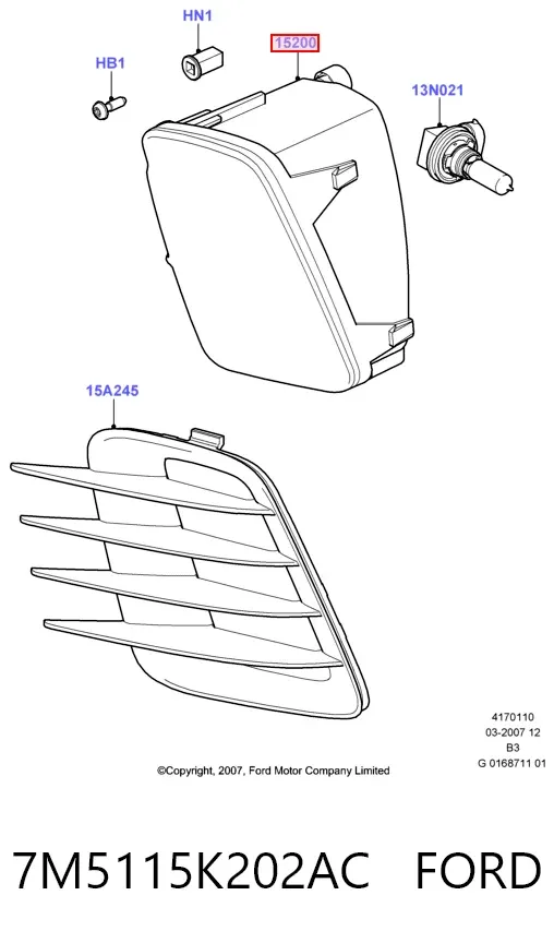Luz antiniebla izquierdo 7M5115K202AC Ford