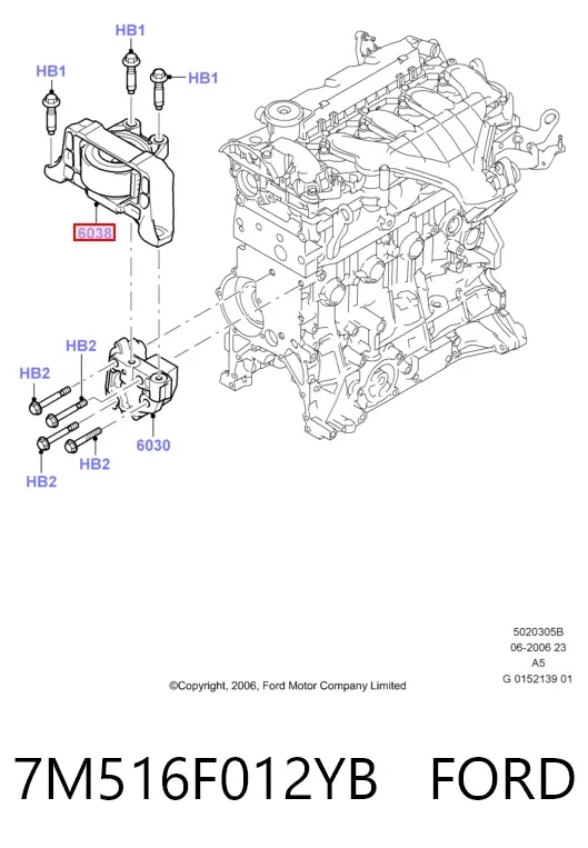 Soporte de motor derecho 7M516F012YB Ford