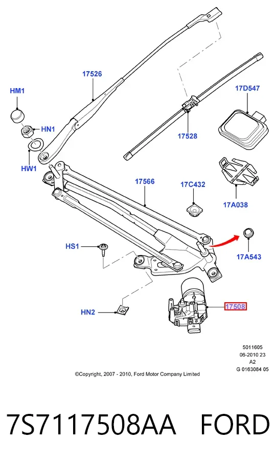 Motor limpiaparabrisas 7S7117508AA Ford