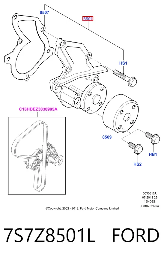 Bomba de agua 7S7Z8501L Ford