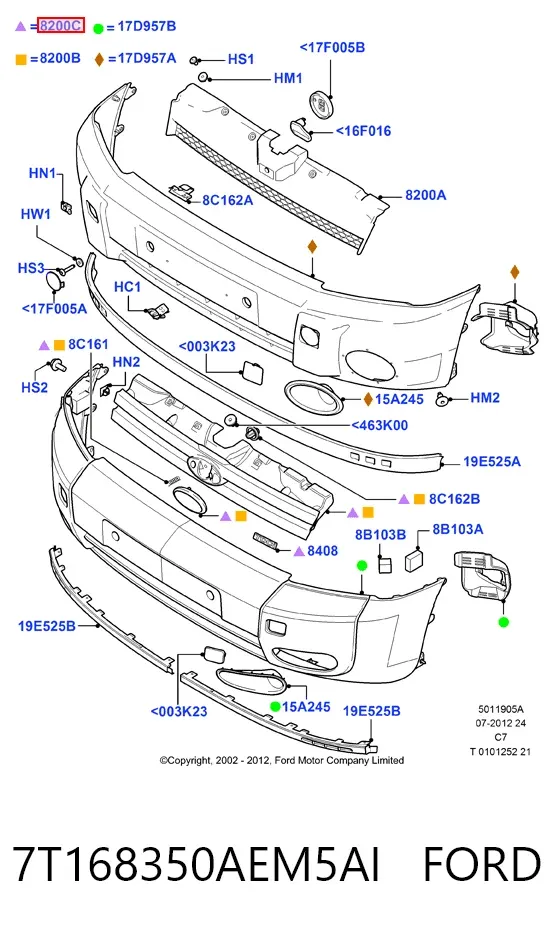 Parrilla 7T168350AEM5AI Ford