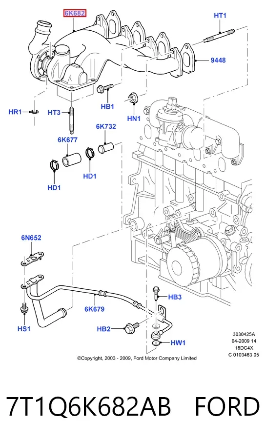 Turbocompresor 7T1Q6K682AB Ford