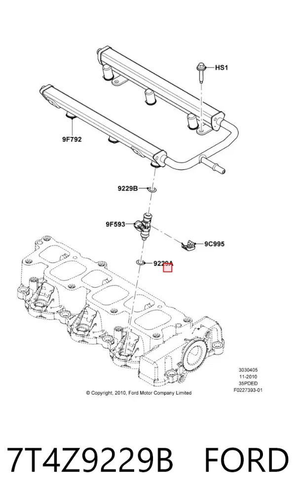 Junta de inyectores 7T4Z9229B Ford