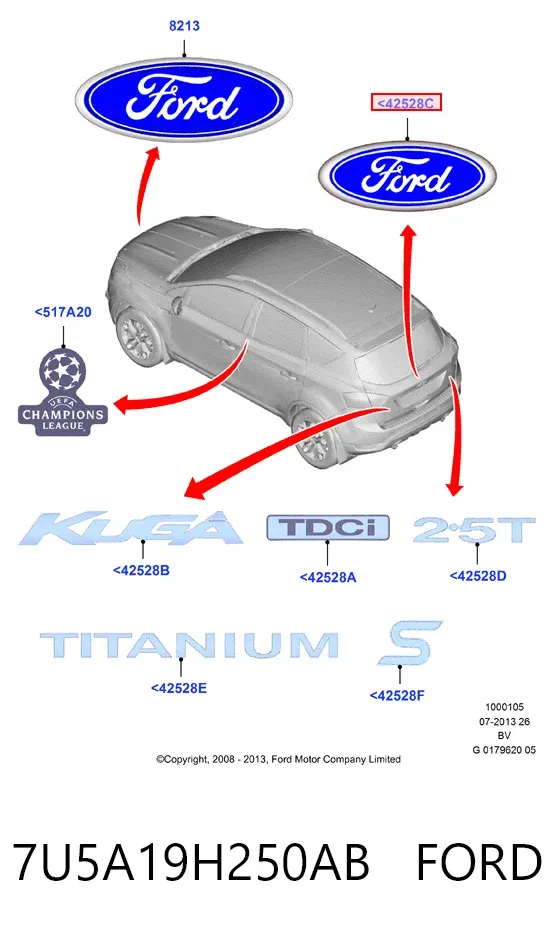 Emblema 7U5A19H250AB Ford