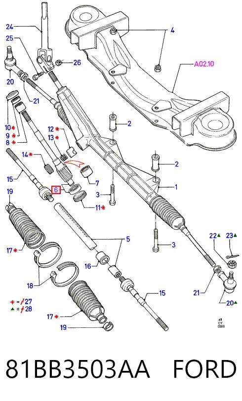 Cremallera de dirección 81BB3503AA Ford