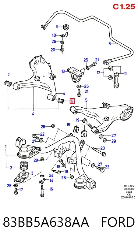 Silentblock del brazo de suspensión 83BB5A638AA Ford