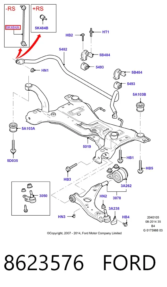 Bieleta estabilizadora delantera 8623576 Ford