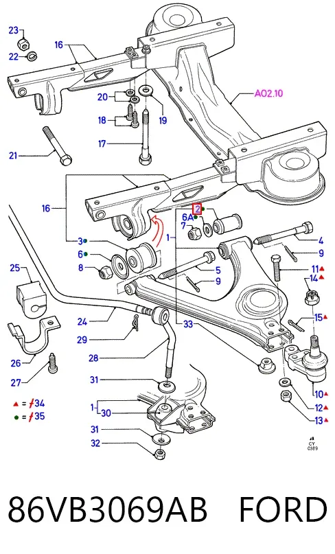 Silentblock del brazo de suspensión 86VB3069AB Ford