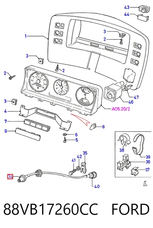 Cable velocímetro 88VB17260CC Ford
