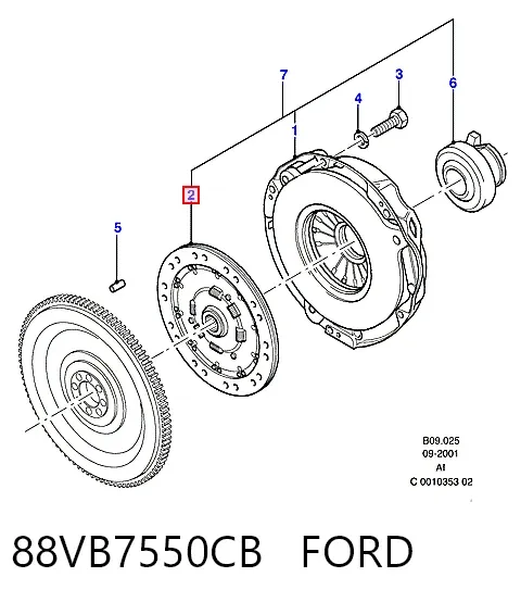 Disco de embrague 88VB7550CB Ford