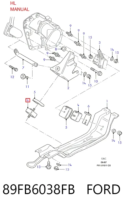 Soporte izquierdo del motor 89FB6038FB Ford