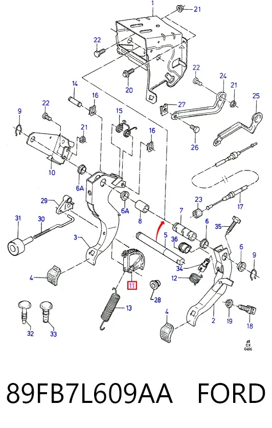 Juego de reparación del sector del accionamiento del embrague 89FB7L609AA Ford
