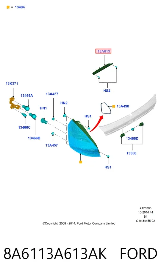Tercera luz de freno 8A6113A613AK Ford
