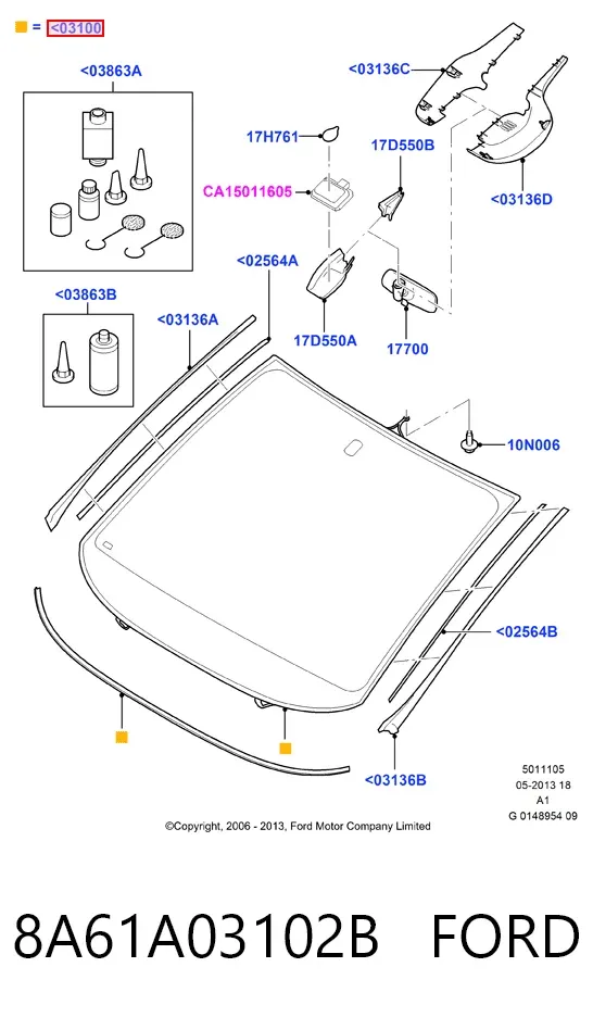 Parabrisas 8A61A03102B Ford