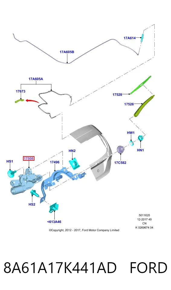 Motor limpiaparabrisas, trasera 8A61A17K441AD Ford