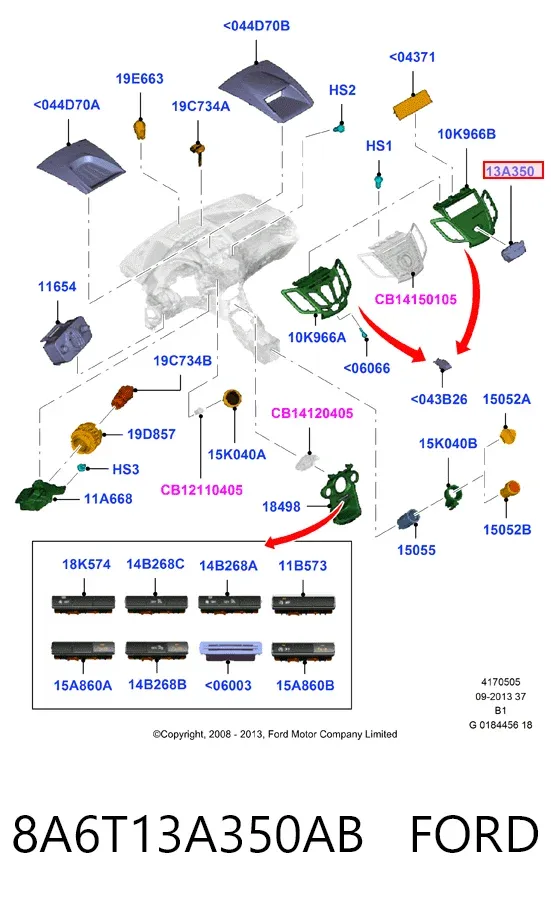 Boton de luz de emergencía 8A6T13A350AB Ford