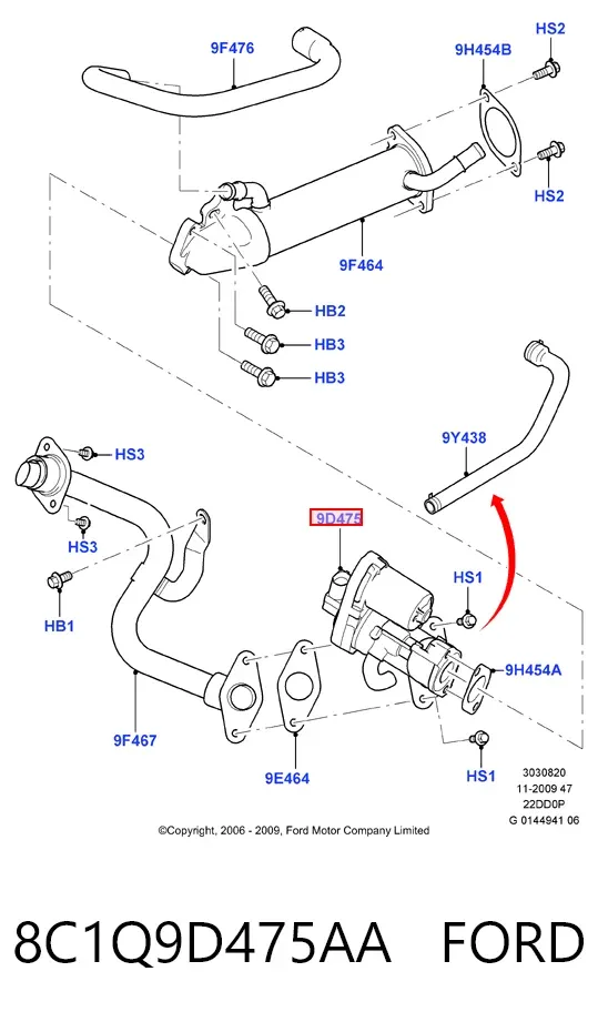 Válvula EGR 8C1Q9D475AA Ford