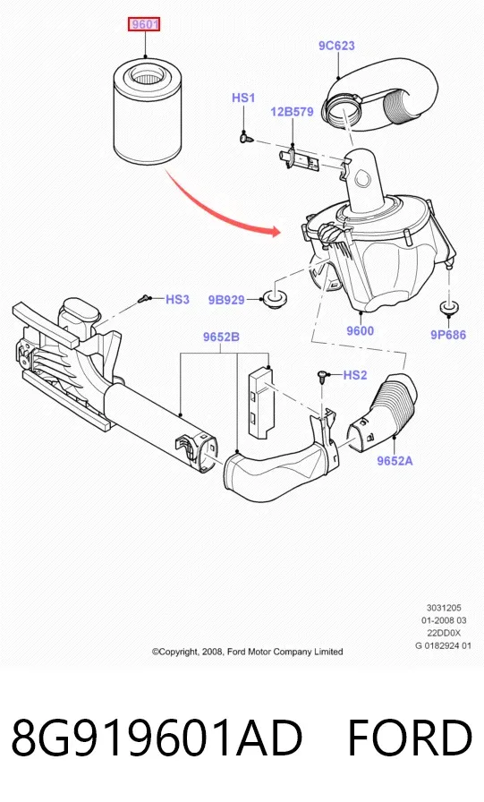 Filtro de aire 8G919601AD Ford