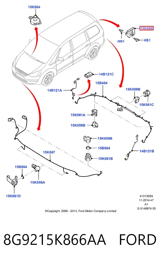 Módulo de control del asistente de aparcamiento 8G9215K866AA Ford