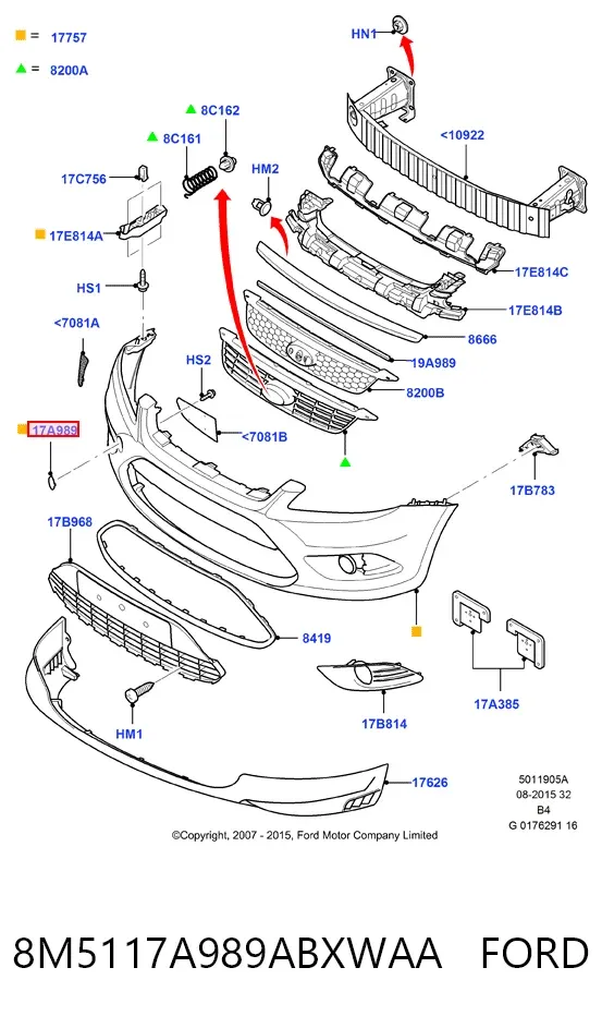 Tapa del enganche de remolcado delantera 8M5117A989ABXWAA Ford