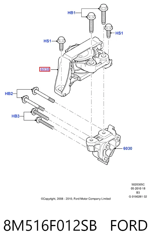 Soporte de motor derecho 8M516F012SB Ford