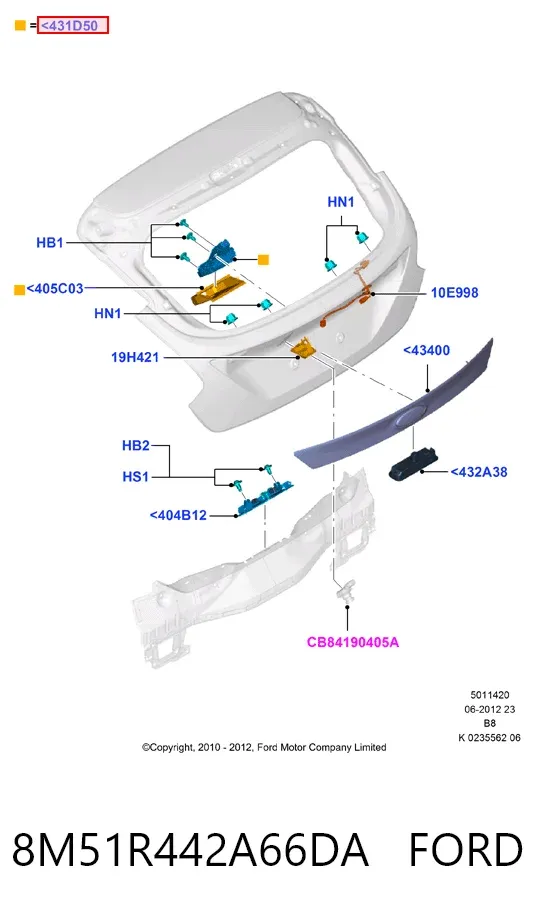 Cerradura de maletero 8M51R442A66DA Ford