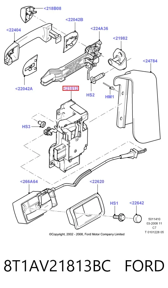 Cerradura 8T1AV21813BC Ford
