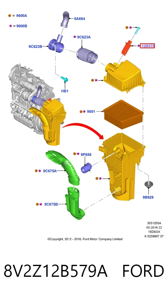 Caudalímetro 8V2Z12B579A Ford