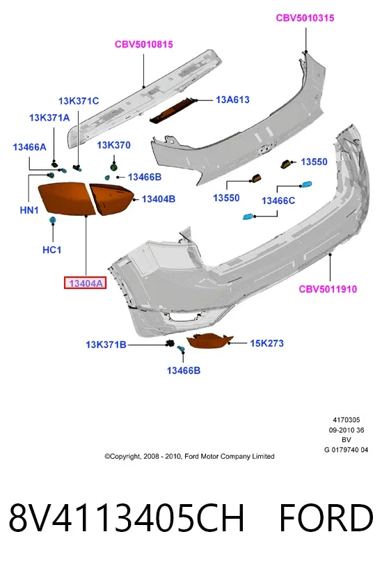 Piloto trasero exterior izquierdo 8V4113405CH Ford