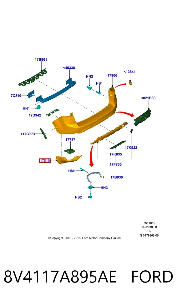 Parachoques trasero, parte izquierda 8V4117A895AE Ford