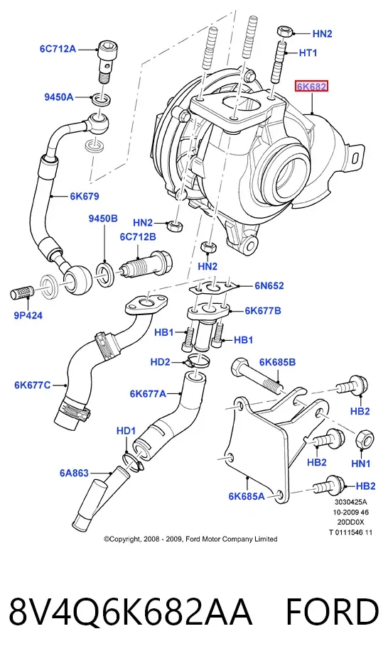 Turbocompresor 8V4Q6K682AA Ford