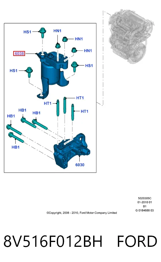 Soporte de motor derecho 8V516F012BH Ford