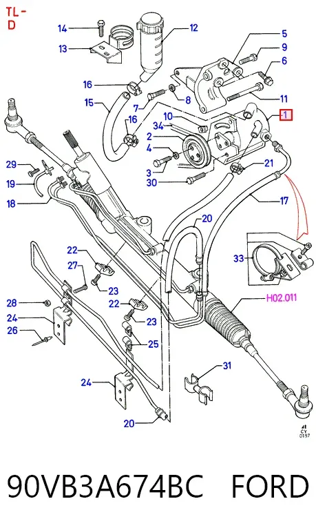 Bomba de dirección 90VB3A674BC Ford