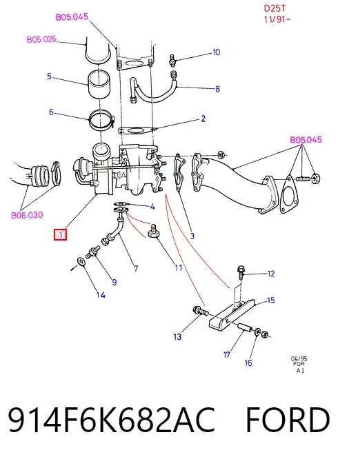Turbocompresor 914F6K682AC Ford
