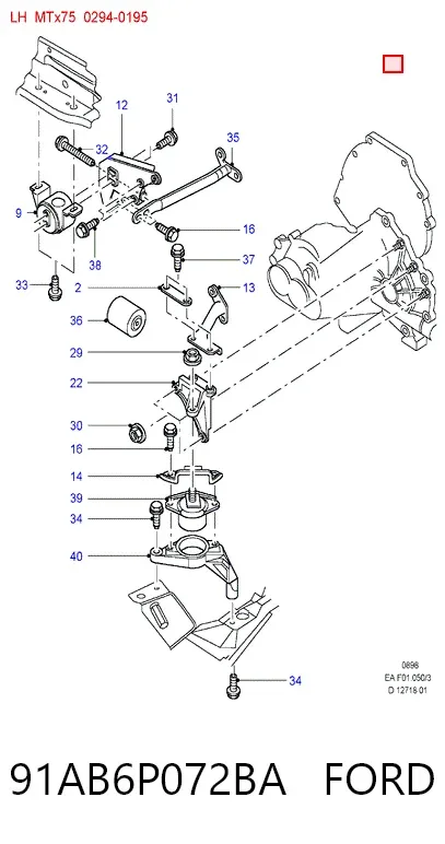 Soporte izquierdo del motor 91AB6P072BA Ford