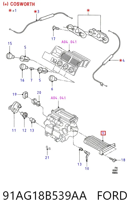 Radiador calefacción 91AG18B539AA Ford
